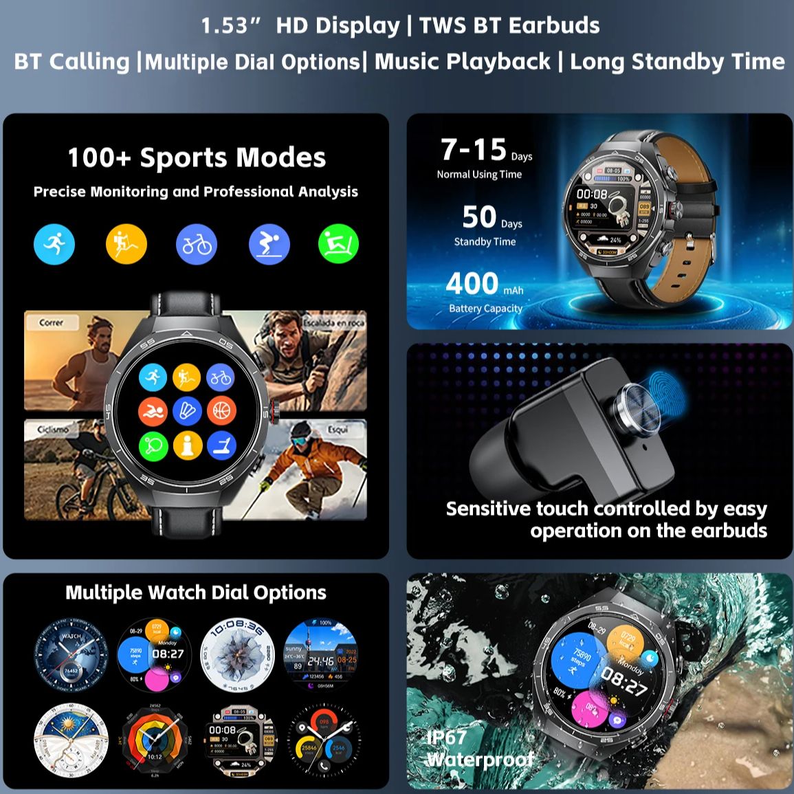 NFC Kulaklıklı Akıllı Saat 2's - Sports Earphone Hook incelemesi ve fiyatı